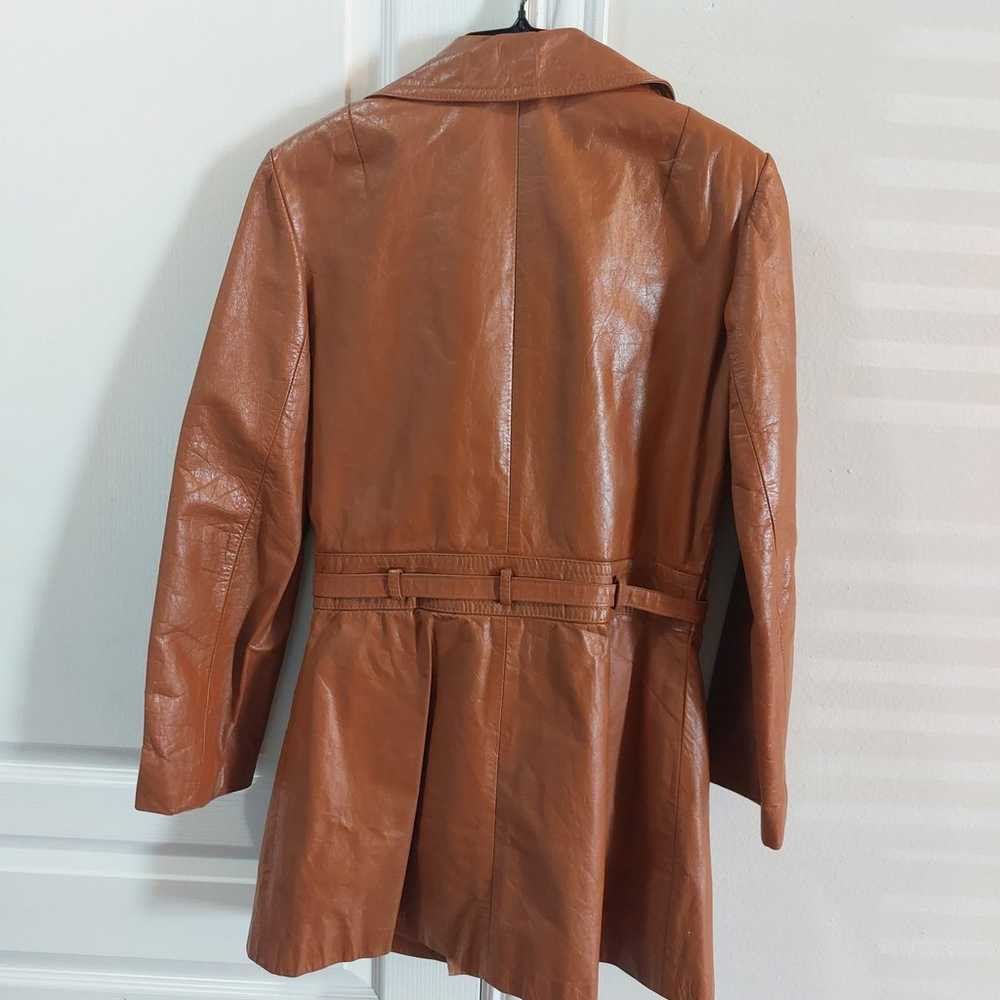 100% Genuine Leather Caramel Brown Belted Jacket … - image 11