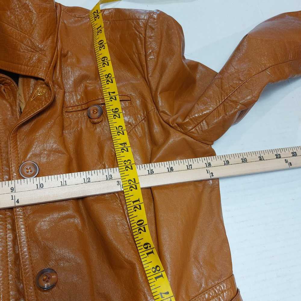 100% Genuine Leather Caramel Brown Belted Jacket … - image 6