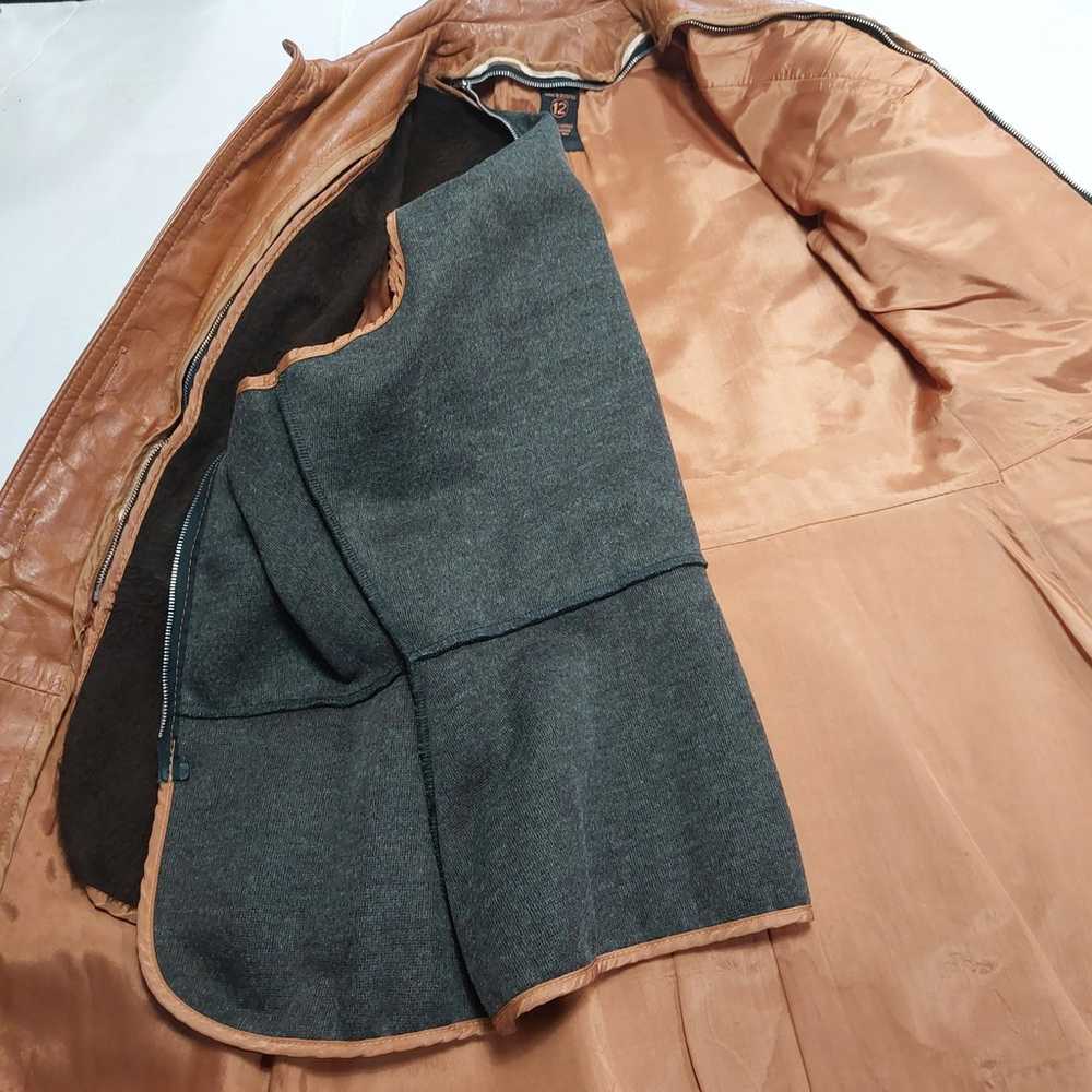 100% Genuine Leather Caramel Brown Belted Jacket … - image 7