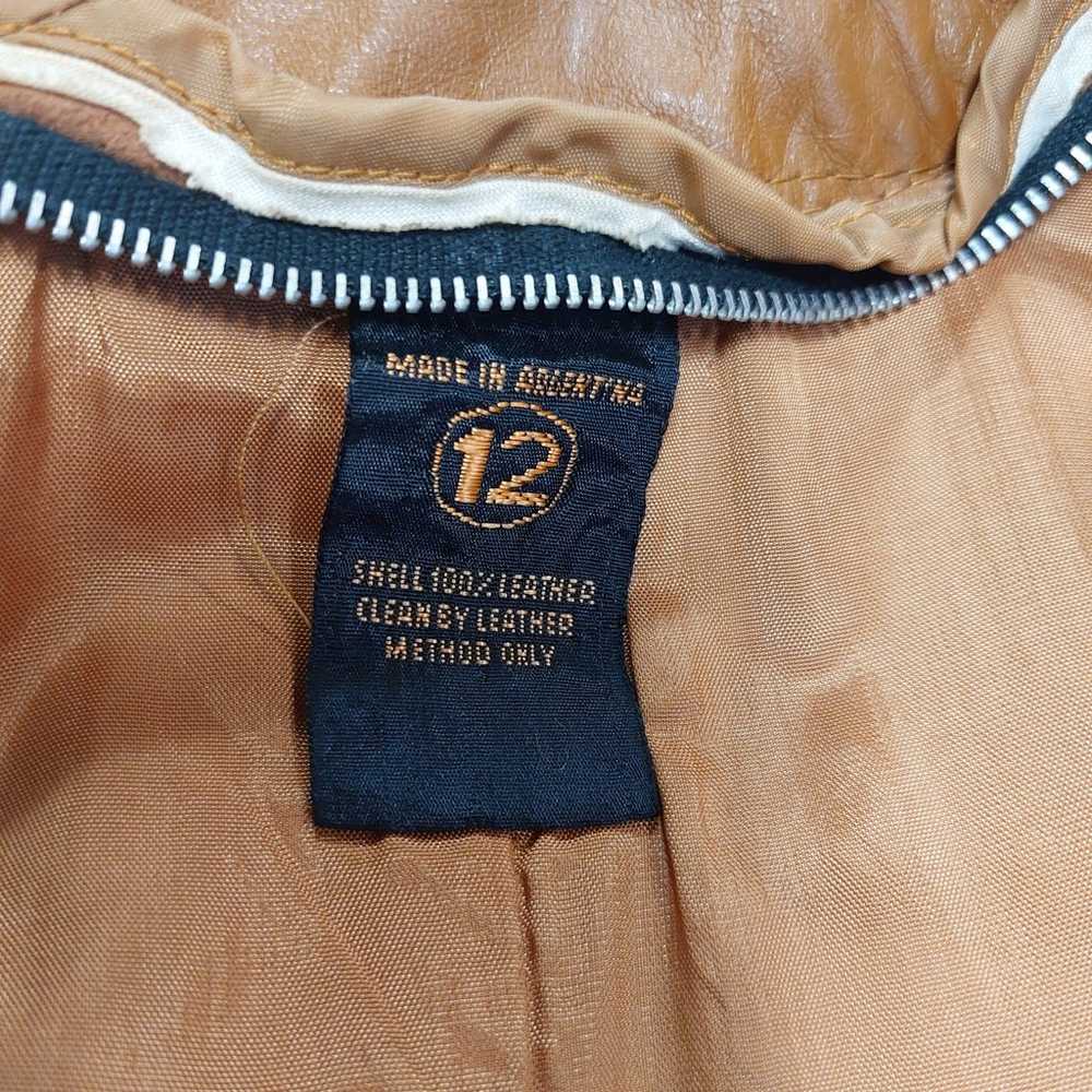 100% Genuine Leather Caramel Brown Belted Jacket … - image 9
