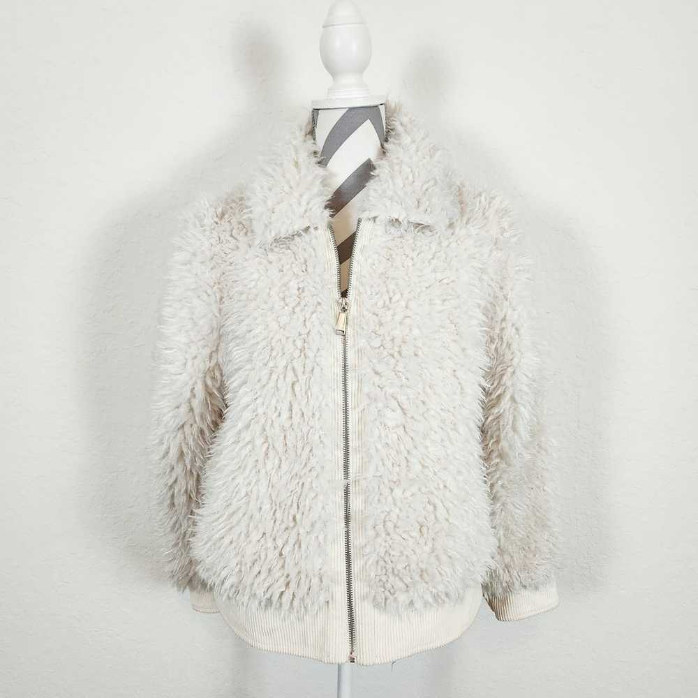 BCBGeneration Faux Fur Zip Up Jacket Off White/Cr… - image 2