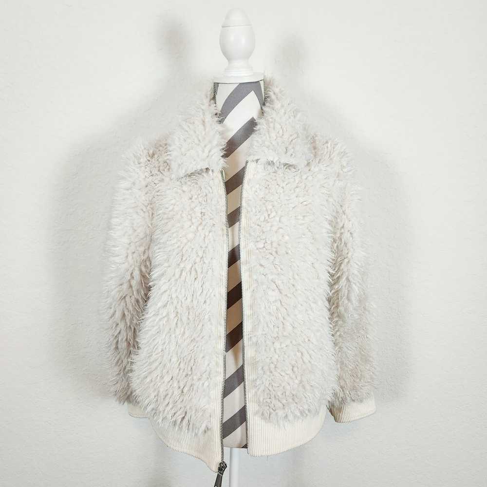 BCBGeneration Faux Fur Zip Up Jacket Off White/Cr… - image 3