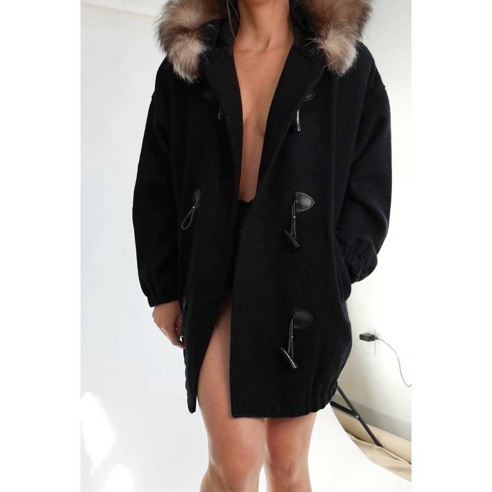 black wool toggle coat genuine fur lined hood | V… - image 2