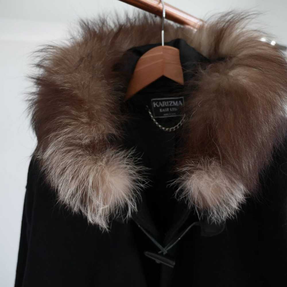 black wool toggle coat genuine fur lined hood | V… - image 3