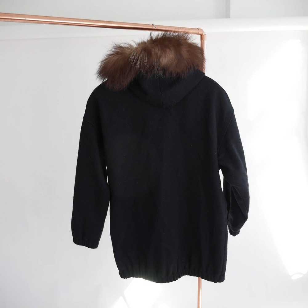 black wool toggle coat genuine fur lined hood | V… - image 5