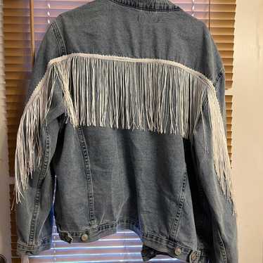 Boutique Cowgirl Denim Jacket With Fringe - image 1