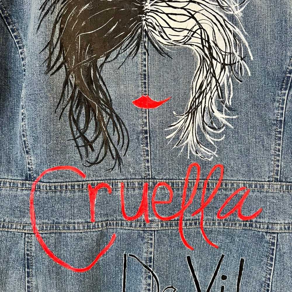 Hand-painted Cruella DeVil Womens Jean Jacket - image 10