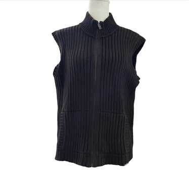 LAUREN by RALPH LAUREN brown ribbed knit  vest, s… - image 1