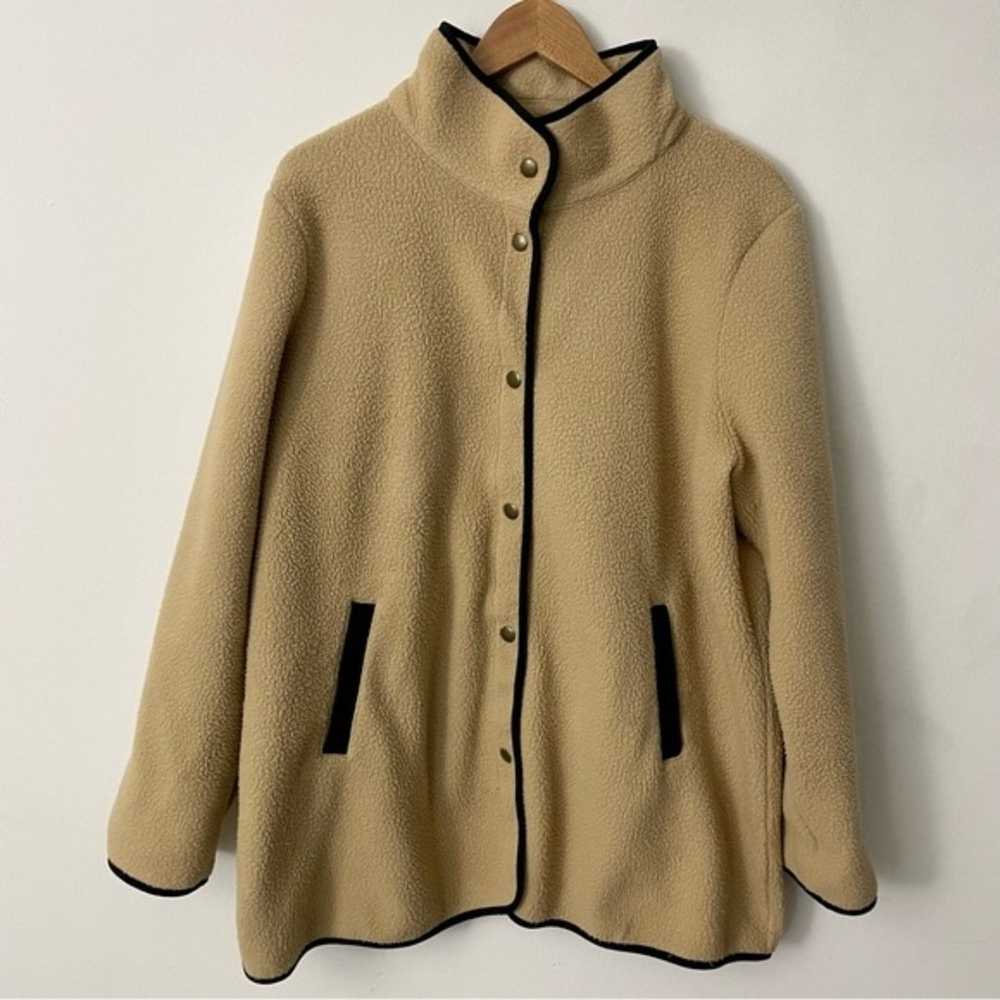 J. Crew Camel Piped Sherpa Coat Size XXL - image 2