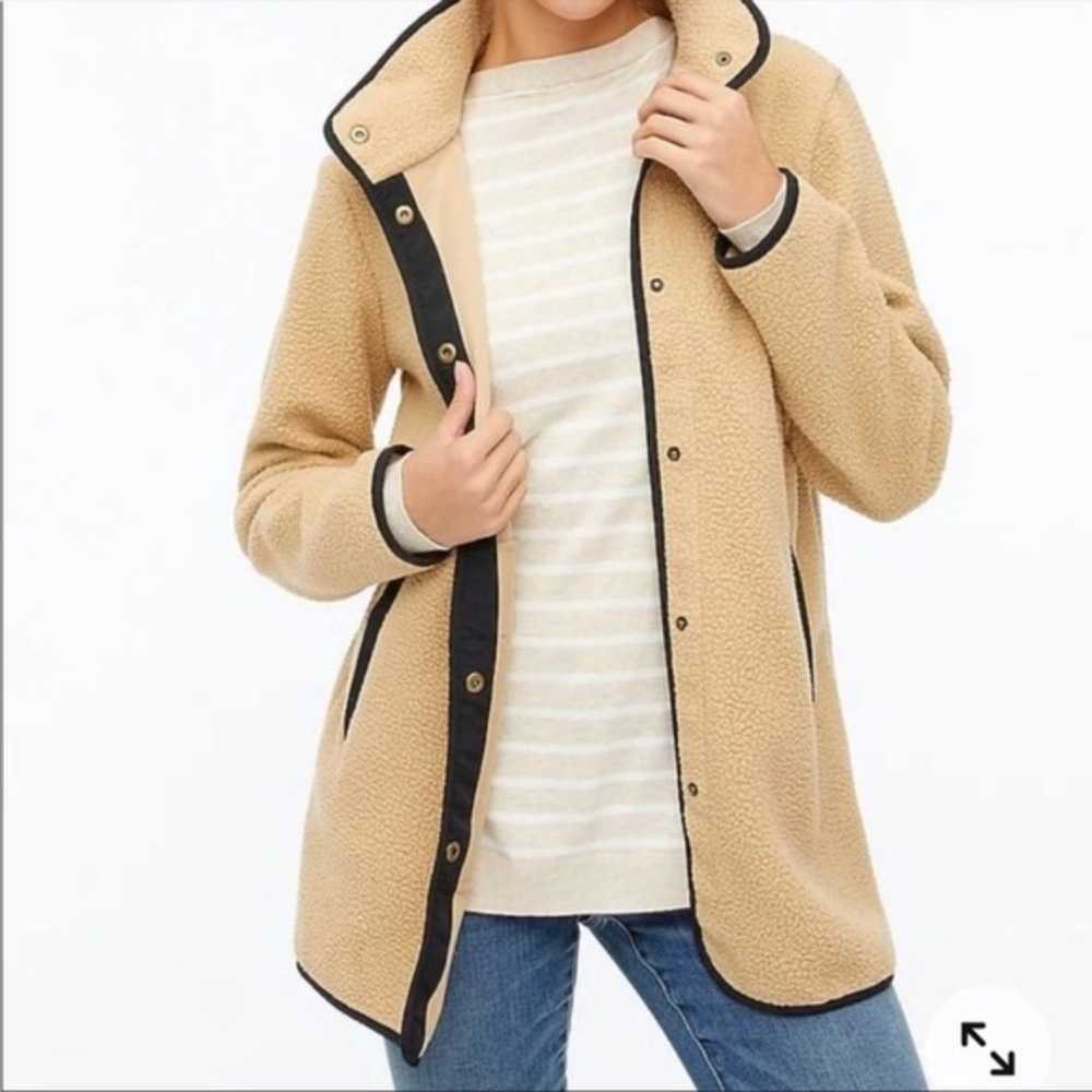 J. Crew Camel Piped Sherpa Coat Size XXL - image 7