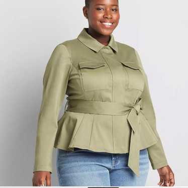 Lane Bryant green peplum jacket with matching tie… - image 1