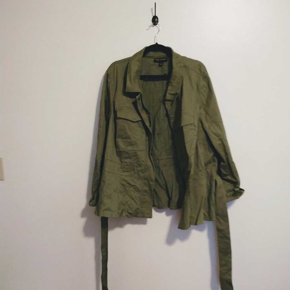 Lane Bryant green peplum jacket with matching tie… - image 2