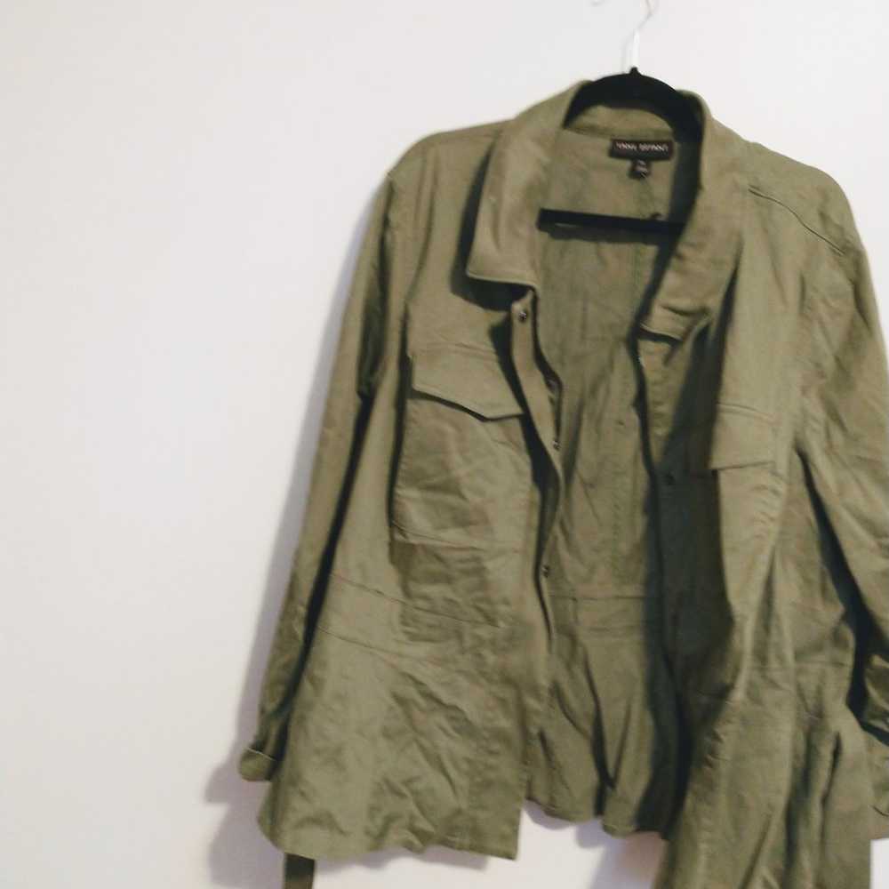 Lane Bryant green peplum jacket with matching tie… - image 3