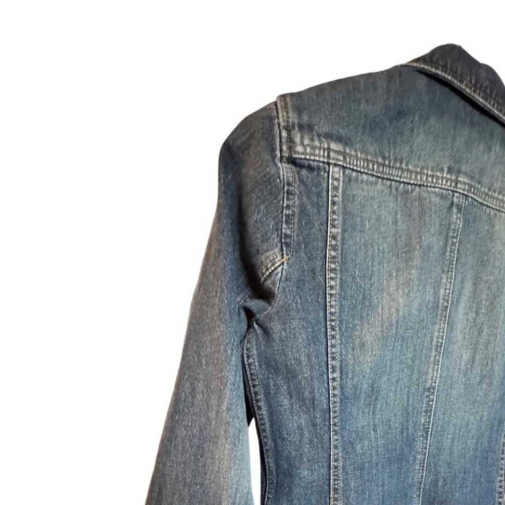 DKNY Long Denim Trench Coat Jacket Blue Womens Si… - image 10