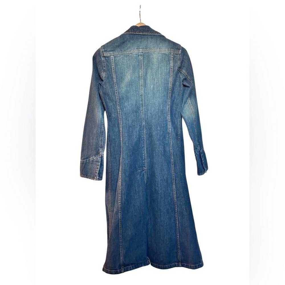 DKNY Long Denim Trench Coat Jacket Blue Womens Si… - image 11