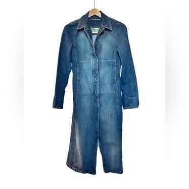 DKNY Long Denim Trench Coat Jacket Blue Womens Si… - image 1