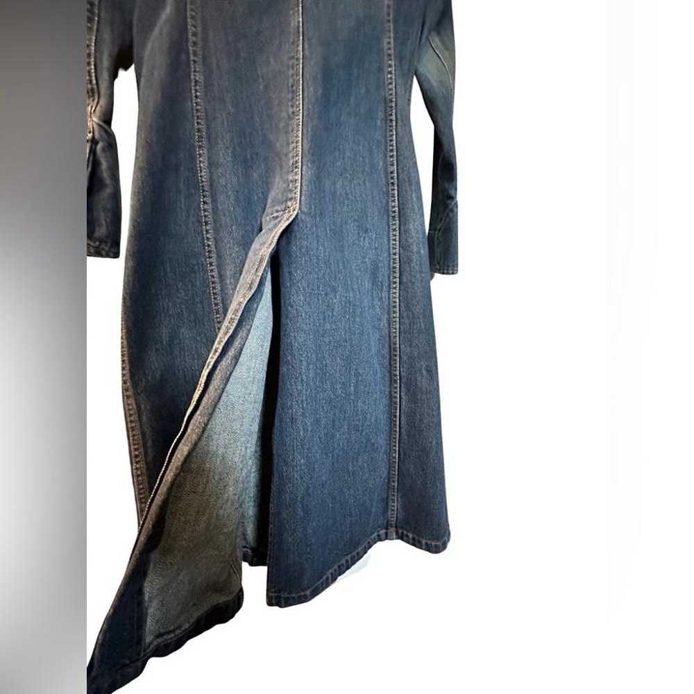 DKNY Long Denim Trench Coat Jacket Blue Womens Si… - image 4