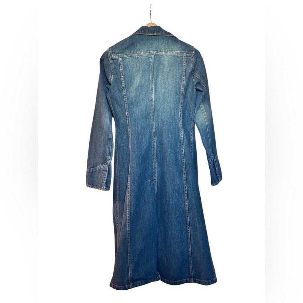 DKNY Long Denim Trench Coat Jacket Blue Womens Si… - image 5