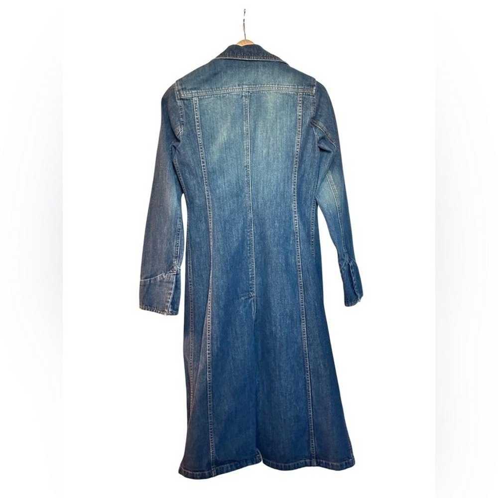 DKNY Long Denim Trench Coat Jacket Blue Womens Si… - image 7
