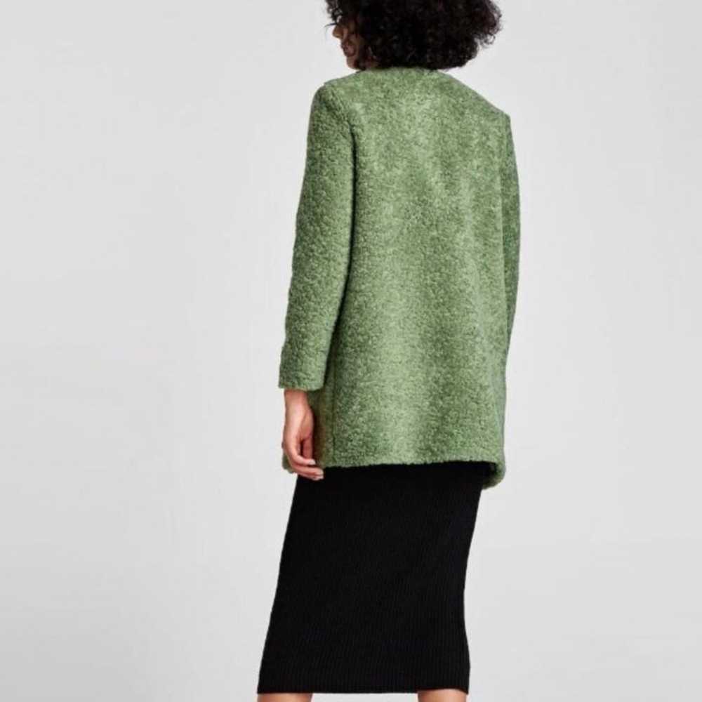 Zara green Faux Fur Coat NWOT - image 3