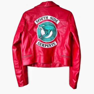Riverdale Vegan Leather Red Moto Jacket -South Sid