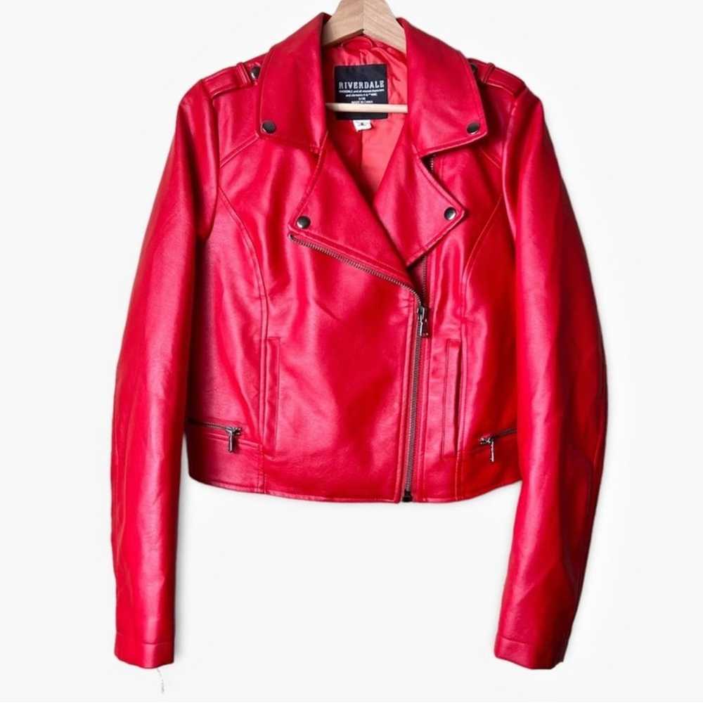 Riverdale Vegan Leather Red Moto Jacket -South Si… - image 2
