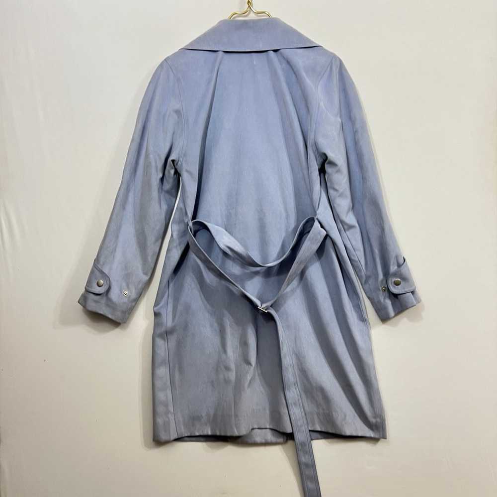 Mycra Pac Baby Blue Suede Long Trench Coat Jacket… - image 3