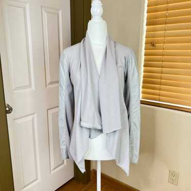 Blank NYC Gray Faux Leather Knit Drape Zip Jacket. - image 1