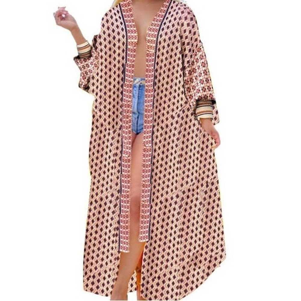 NO LABEL Long Kimono Jacket Robe in Mixed Print S… - image 11