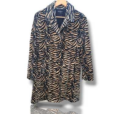 Vintage Betsey Johnson Y2k Zebra Faux Fur Coat Si… - image 1