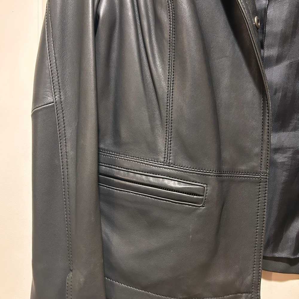 Black Leather Jacket Eddie Bauer Small Like New - image 3