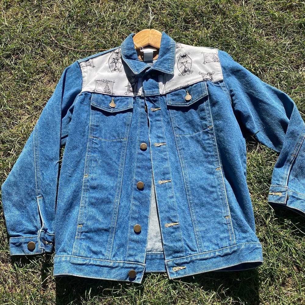 Handmade vintage jean jacket Disney Nightmare Bef… - image 2
