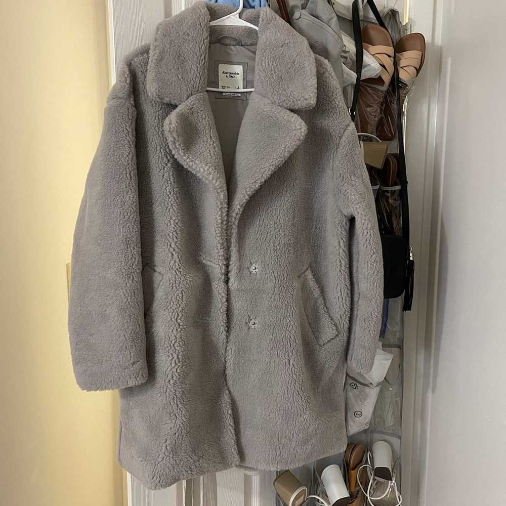 Abercrombie and fitch grey teddy coat jacket S - image 1