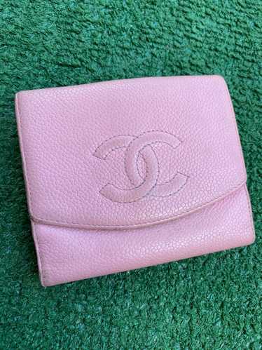Chanel CC caviar leather bifold wallet
