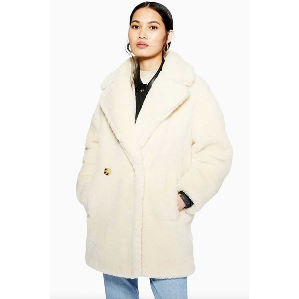 NEW TOPSHOP SUPERSOFT BORG TEDDY FAUX FUR COAT CR… - image 1