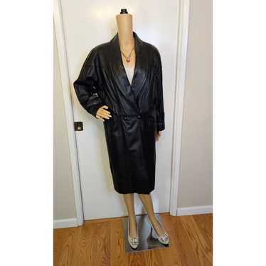 80s 90s Wilsons Black Leather Coat Womens  Mob Wi… - image 1