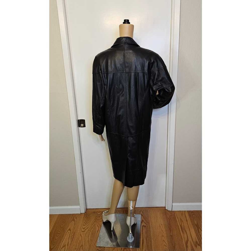 80s 90s Wilsons Black Leather Coat Womens  Mob Wi… - image 2