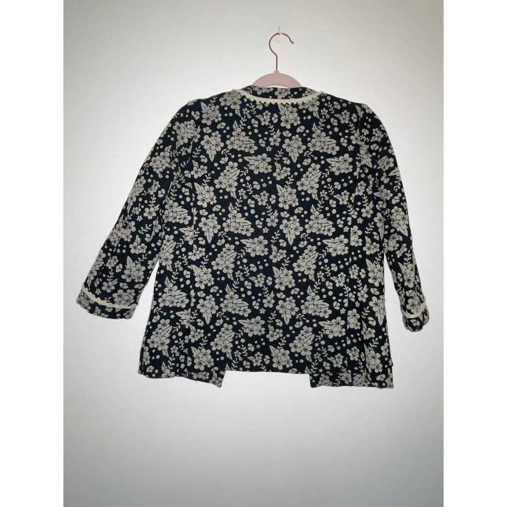 ANNA SUI FLORAL 3/4 SLEEVE JACQUARD EMBROIDERED T… - image 2