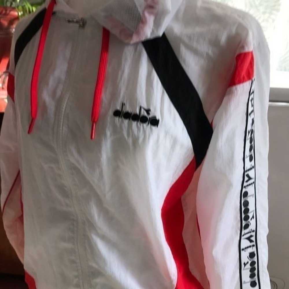 Diadora vintage windbreaker white and red - image 4