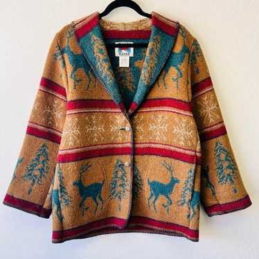 Wooded River Wool Blend Deer Vintage Jacket Small - image 1