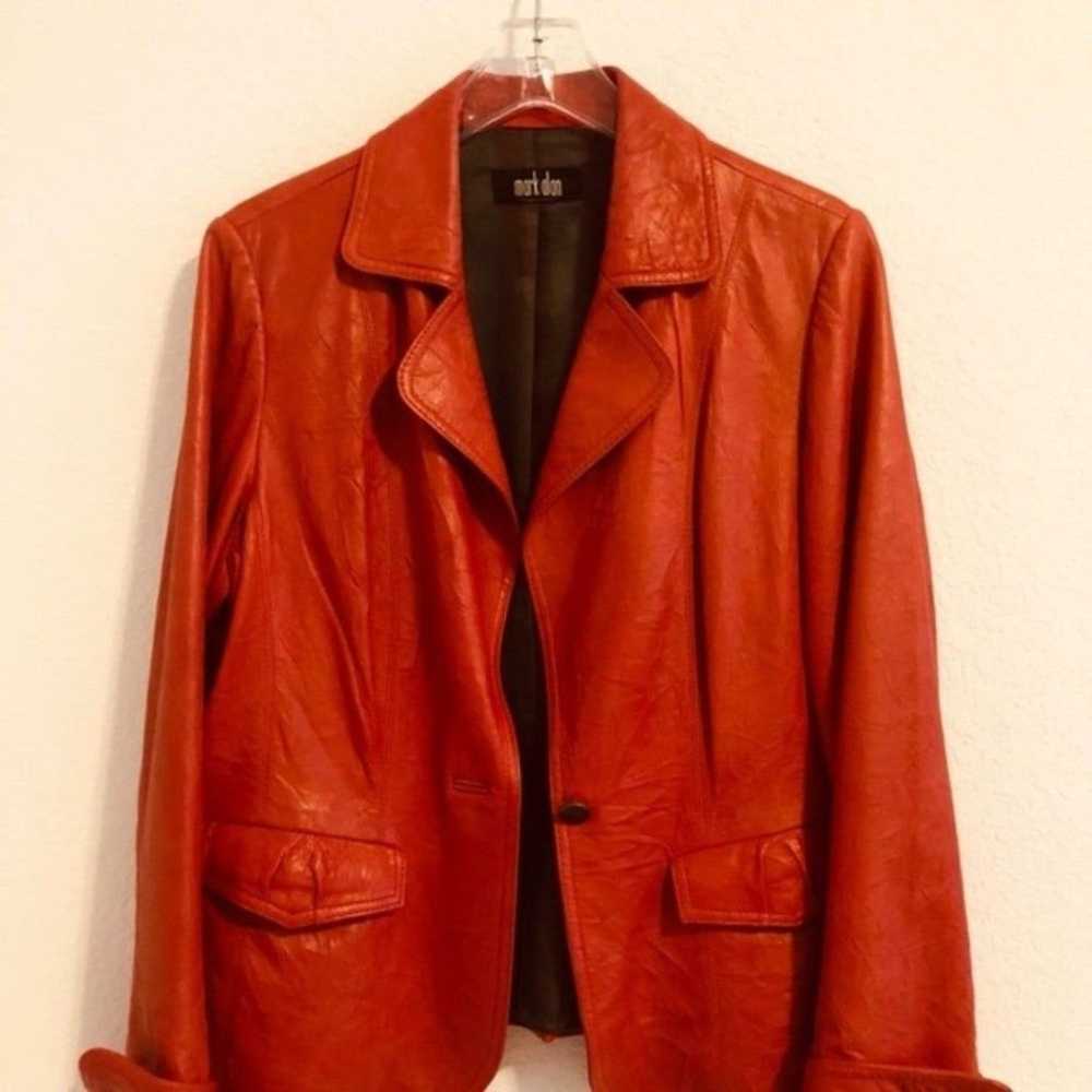 Mark Alan Red Genuine Leather womens M jacket 1 B… - image 2
