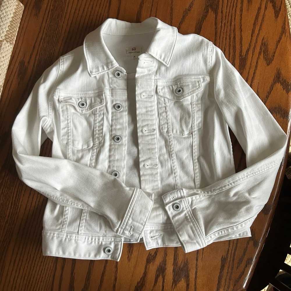 Women’s AG white denim jacket  like new M - image 2
