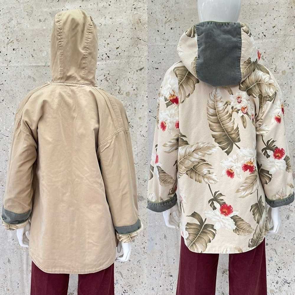 Vintage Handmade Hooded Chore Jacket Bark Cloth &… - image 3