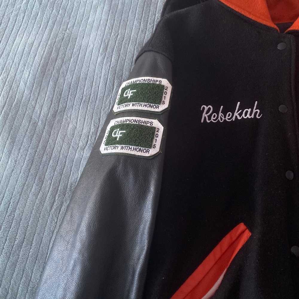 Black leather varsity jacket - image 4