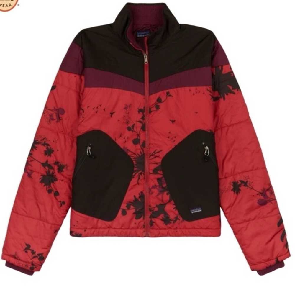 Patagonia Maroon Black Red Floral Print Knit Wris… - image 1