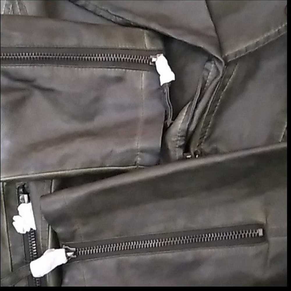 Faux Leather Moto Jacket Olive Max Studio - image 10
