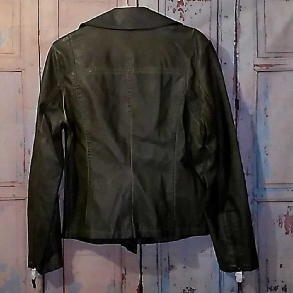 Faux Leather Moto Jacket Olive Max Studio - image 2