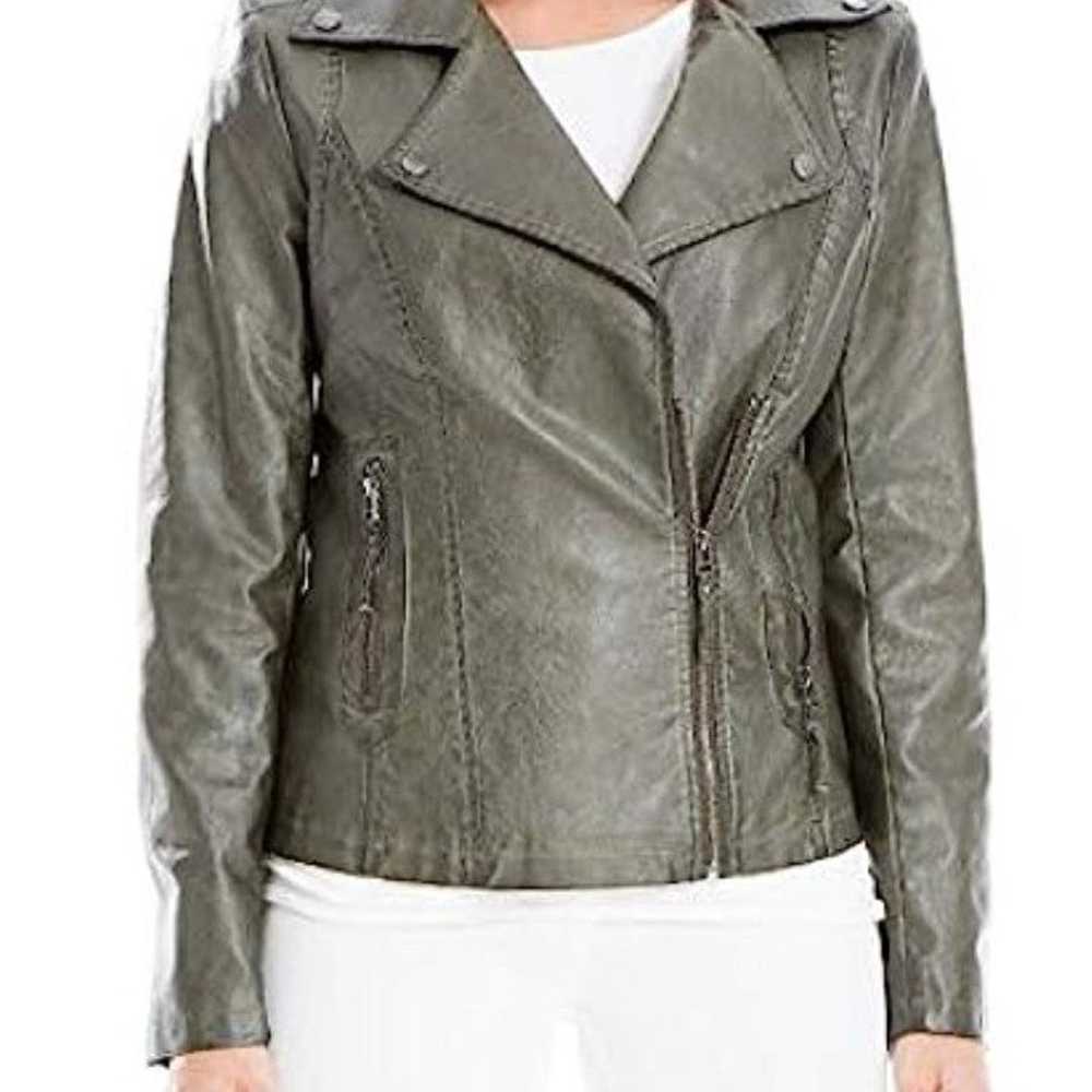 Faux Leather Moto Jacket Olive Max Studio - image 8