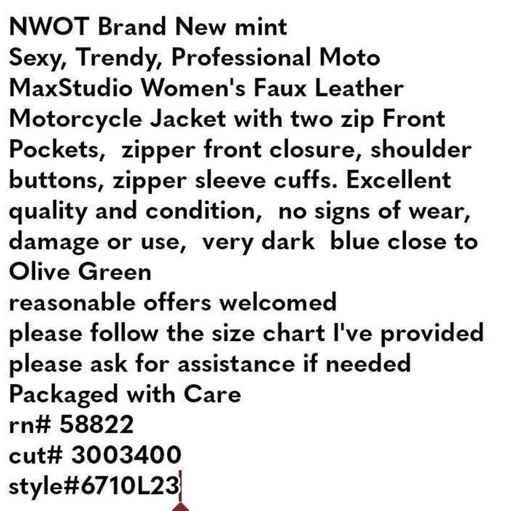 Faux Leather Moto Jacket Olive Max Studio - image 9