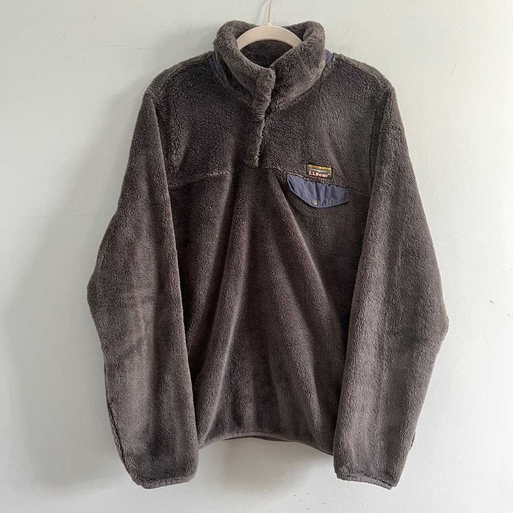 L.L. Bean Hi-Pile Gray Fleece Snap Pullover Jacket - image 2